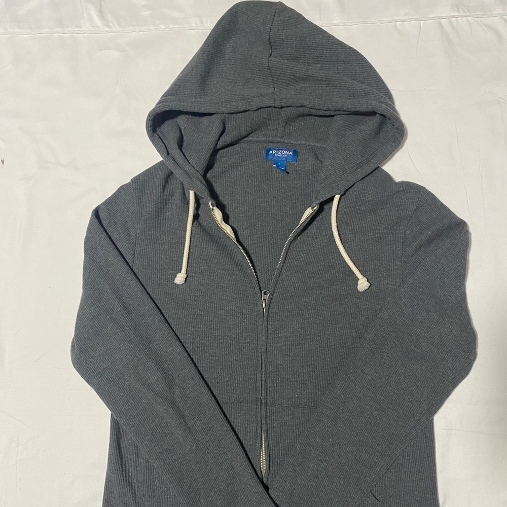 Zip up gray hoodie Arizona jeans Mens size L great condition.